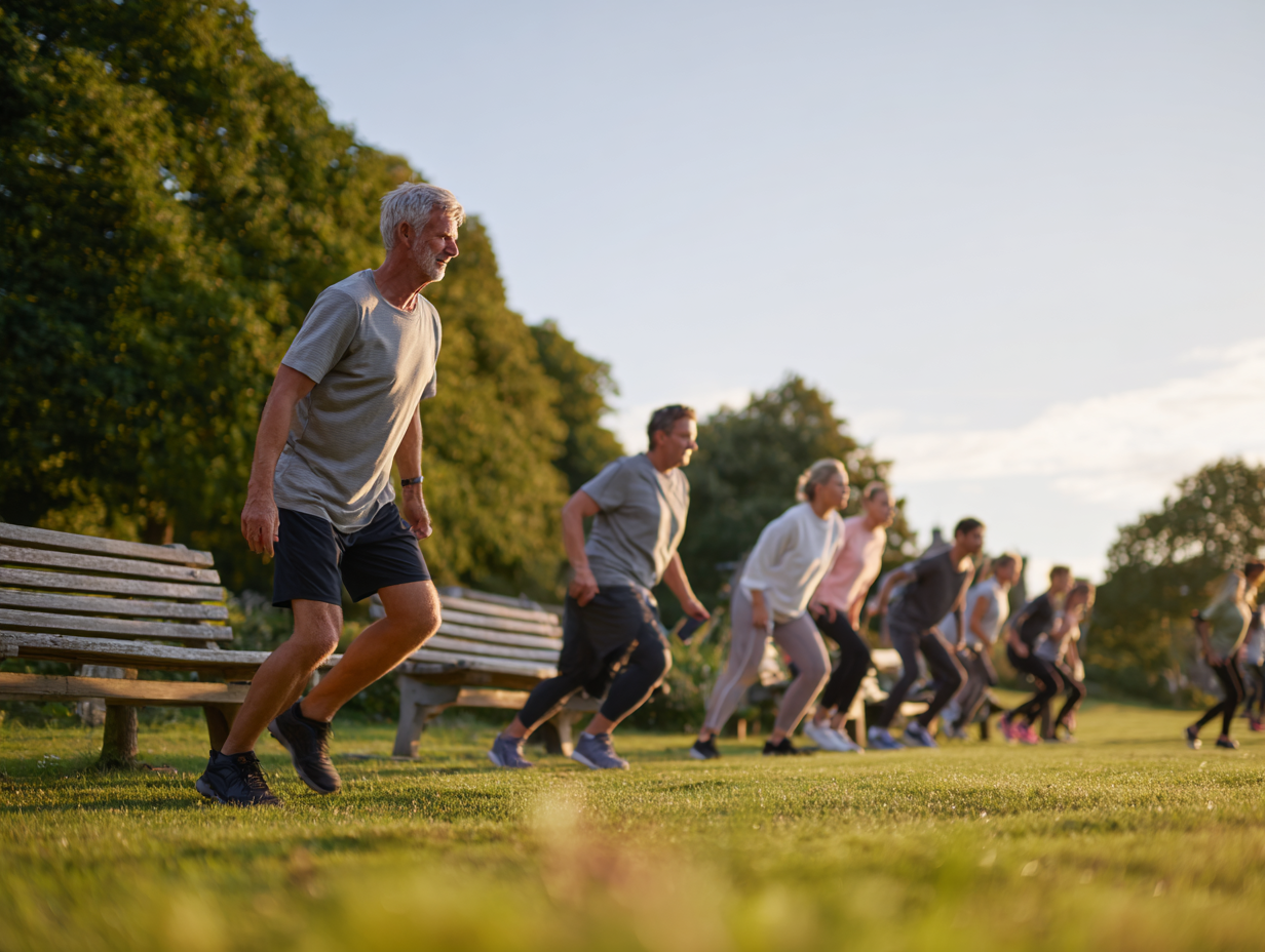 Активні люди тренуються на відкритому повітрі